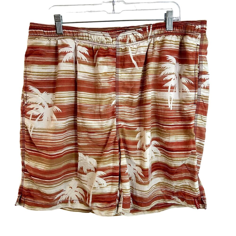 Tommy Bahama Swim Trunks Mens Size XL Red Tan Palm Resort Hawaii Preppy
